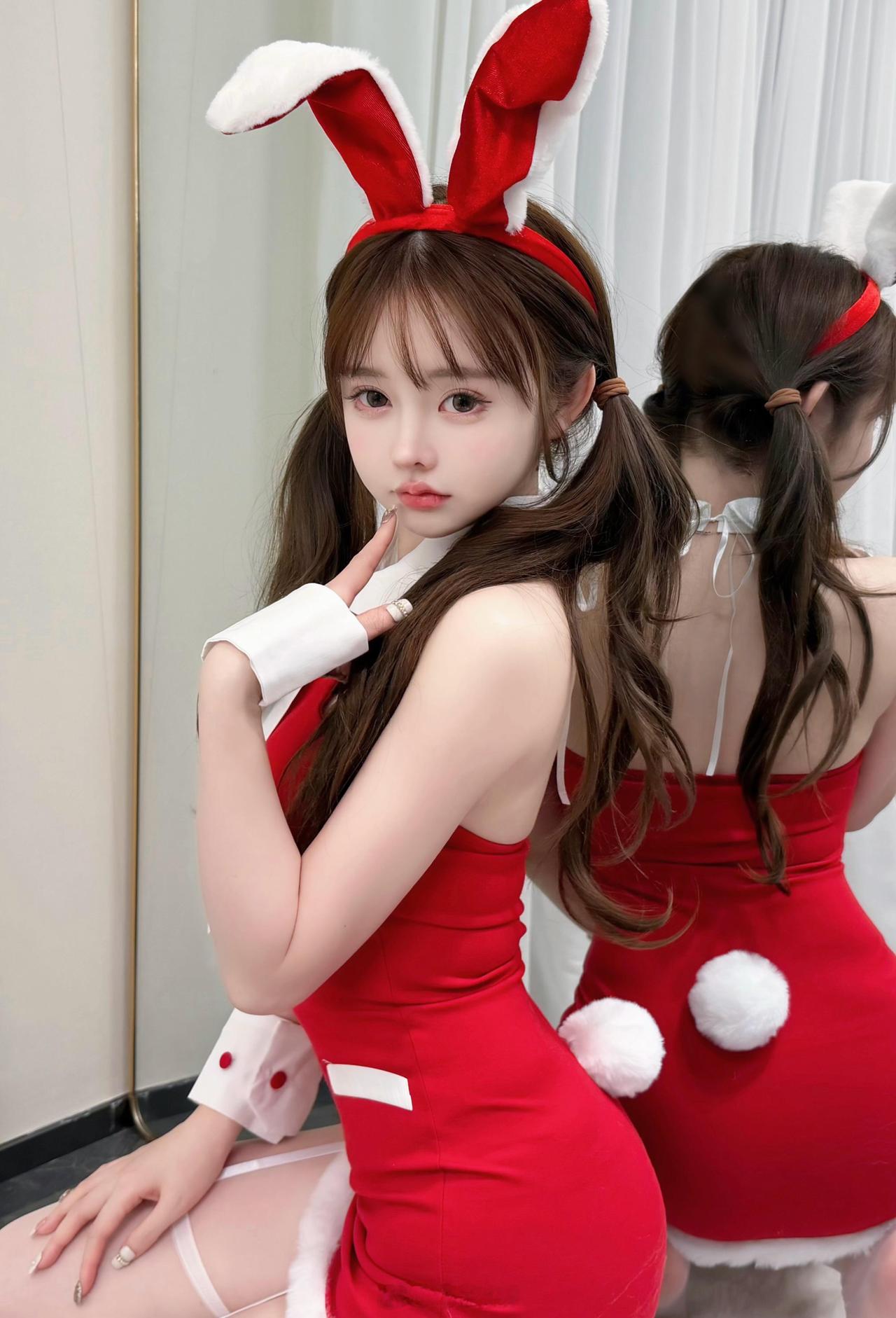圣诞兔女郎，甜美俏皮，节日气氛满满！🎅🏻💖