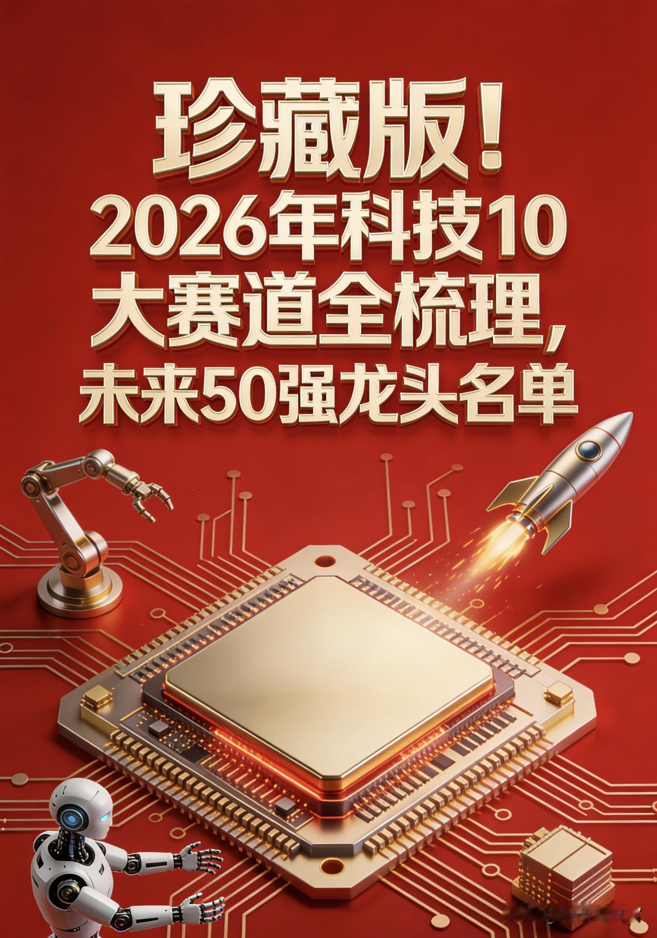 珍藏版！2026年科技10大赛道全梳理，未来50强龙头名单，股民收藏在手，全年主