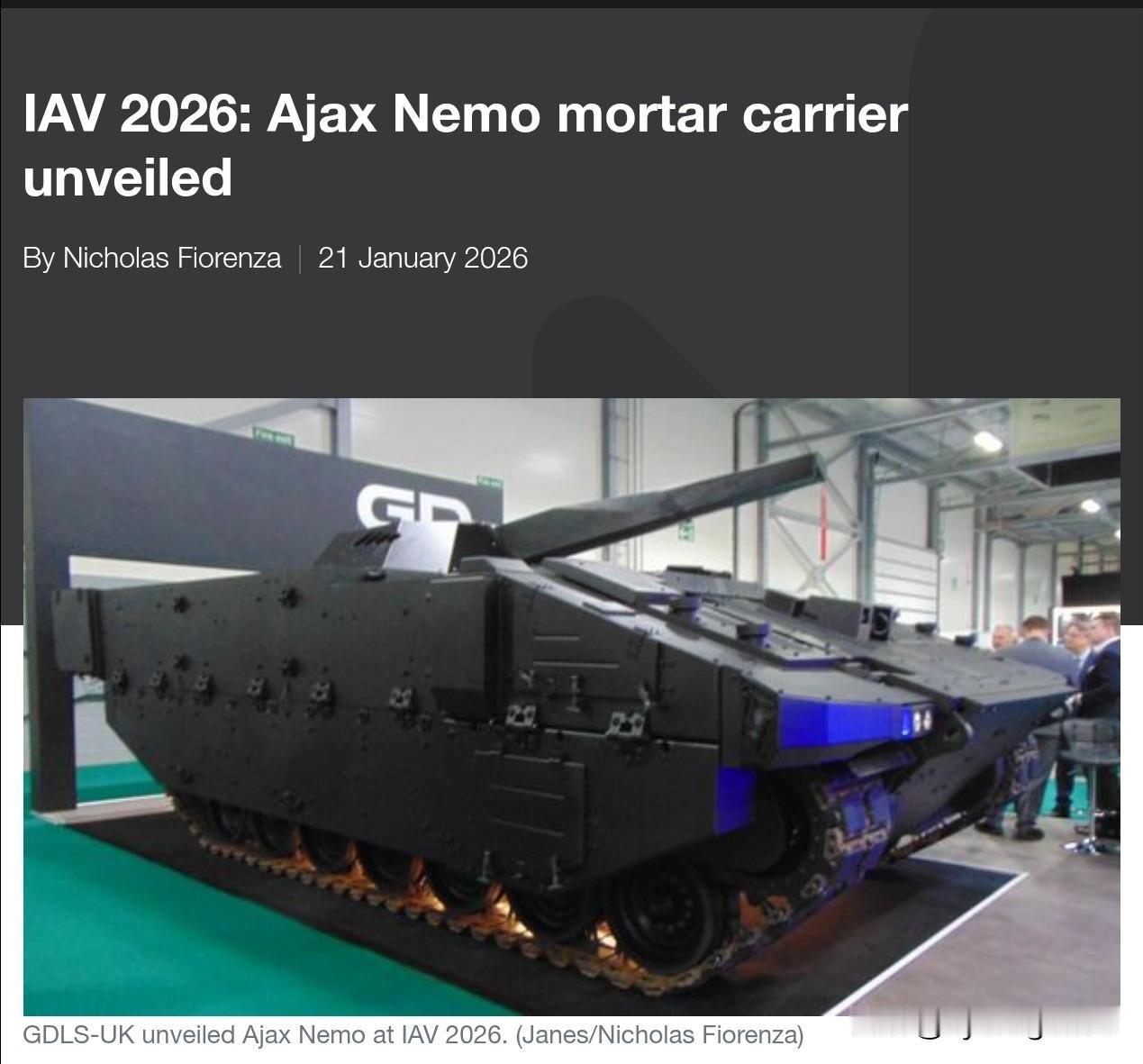 🇬🇧在英国IAV26（国际装甲车辆大会）上展出的Ajax迫击炮的改进型，配备