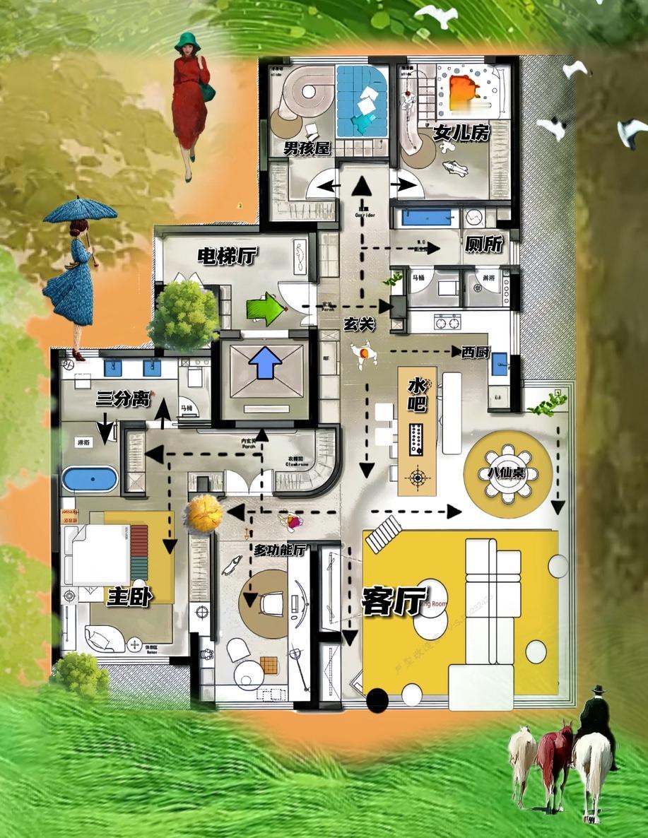 大家见识一下，不完美横厅，能最高的待遇，五合一布局很舒服，235㎡个人觉得，格局