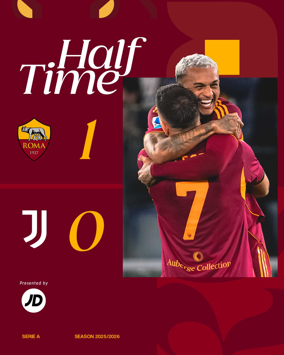 上半场中段一直传球失误是尤文逼抢策略执行得好，罗马抢别人的时候也这样，感觉“中路