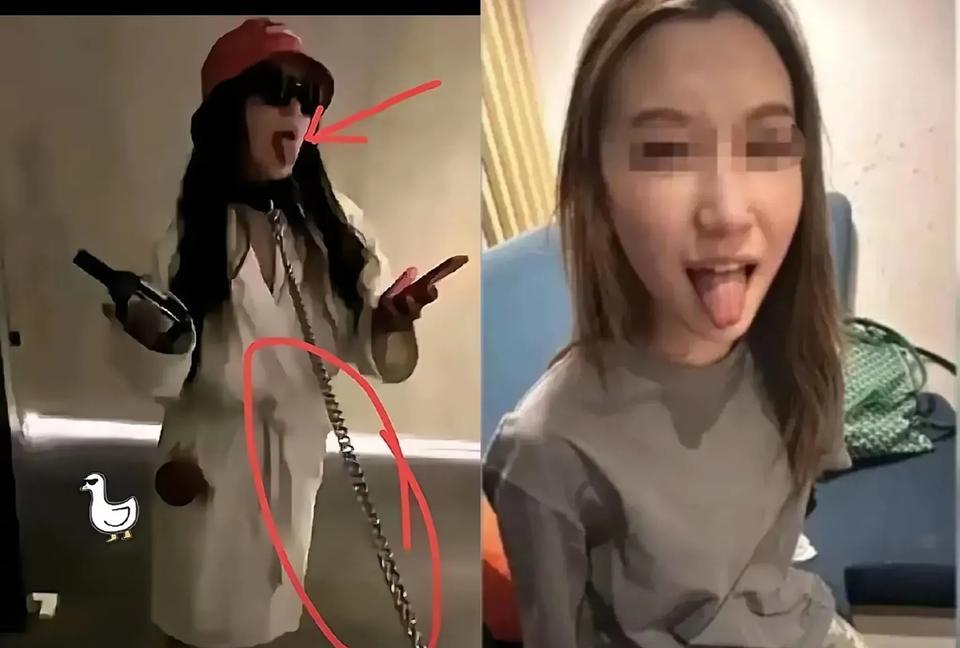 大连工业大学这个女人为什么总喜欢伸出舌头？这两天老刷到这个女人这两张照片，看到