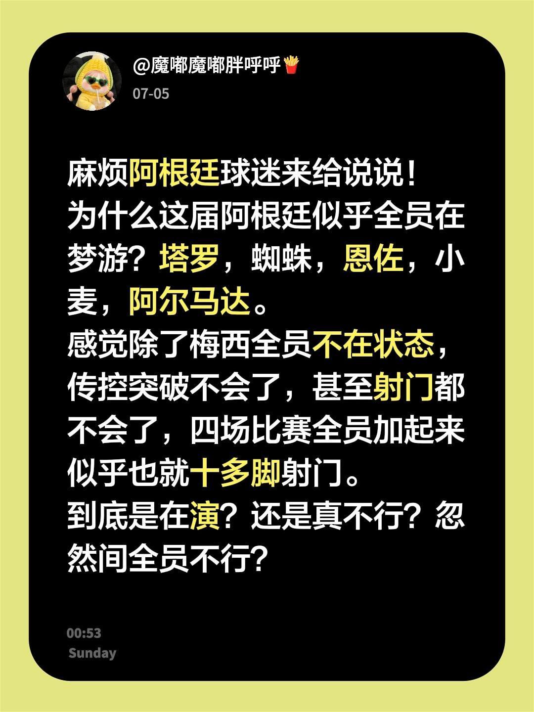 麻烦阿根廷球迷来给说说！为什么这届阿根廷似乎全员在梦游？塔罗，蜘蛛，恩佐，小麦