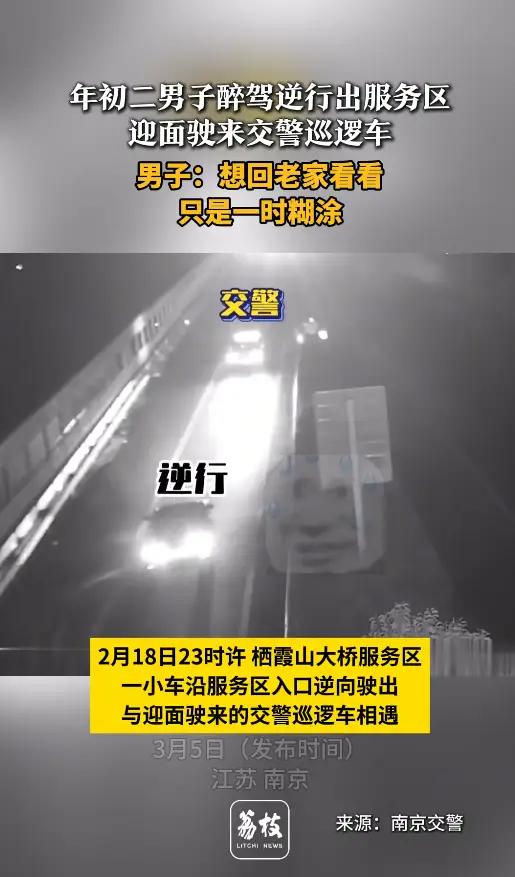 男子醉驾逆行迎面与交警巡逻车相遇这起事件反映了醉驾的严重危害以及