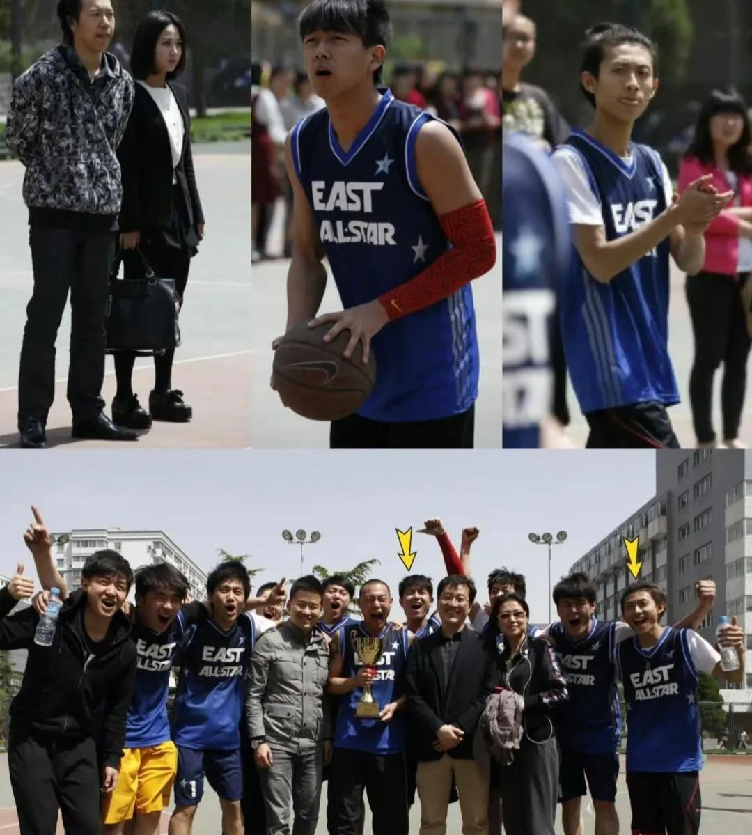 杨紫大学看李现张一山篮球赛，这是什么珍贵合照啊！2012年北电的一场篮球赛，李现