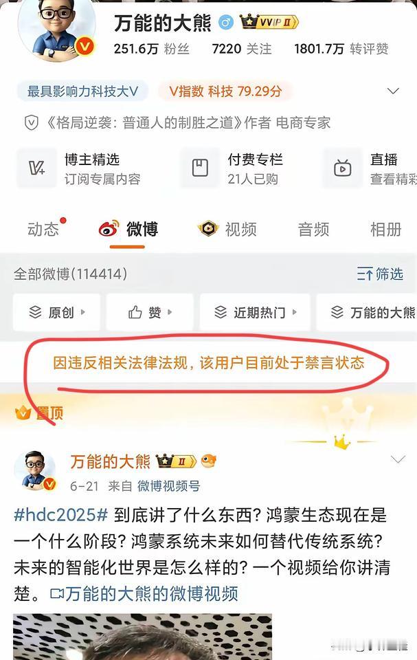 嘴哥再次“痛失”一员大将！xx的头部KOL-万能的大熊被禁言了，这事就挺突然的，