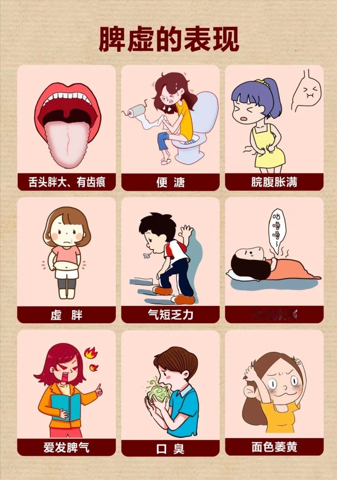 脾虚的表现！现代人常把脾虚归因于“吃得多”或“肠胃不好”，但中医认