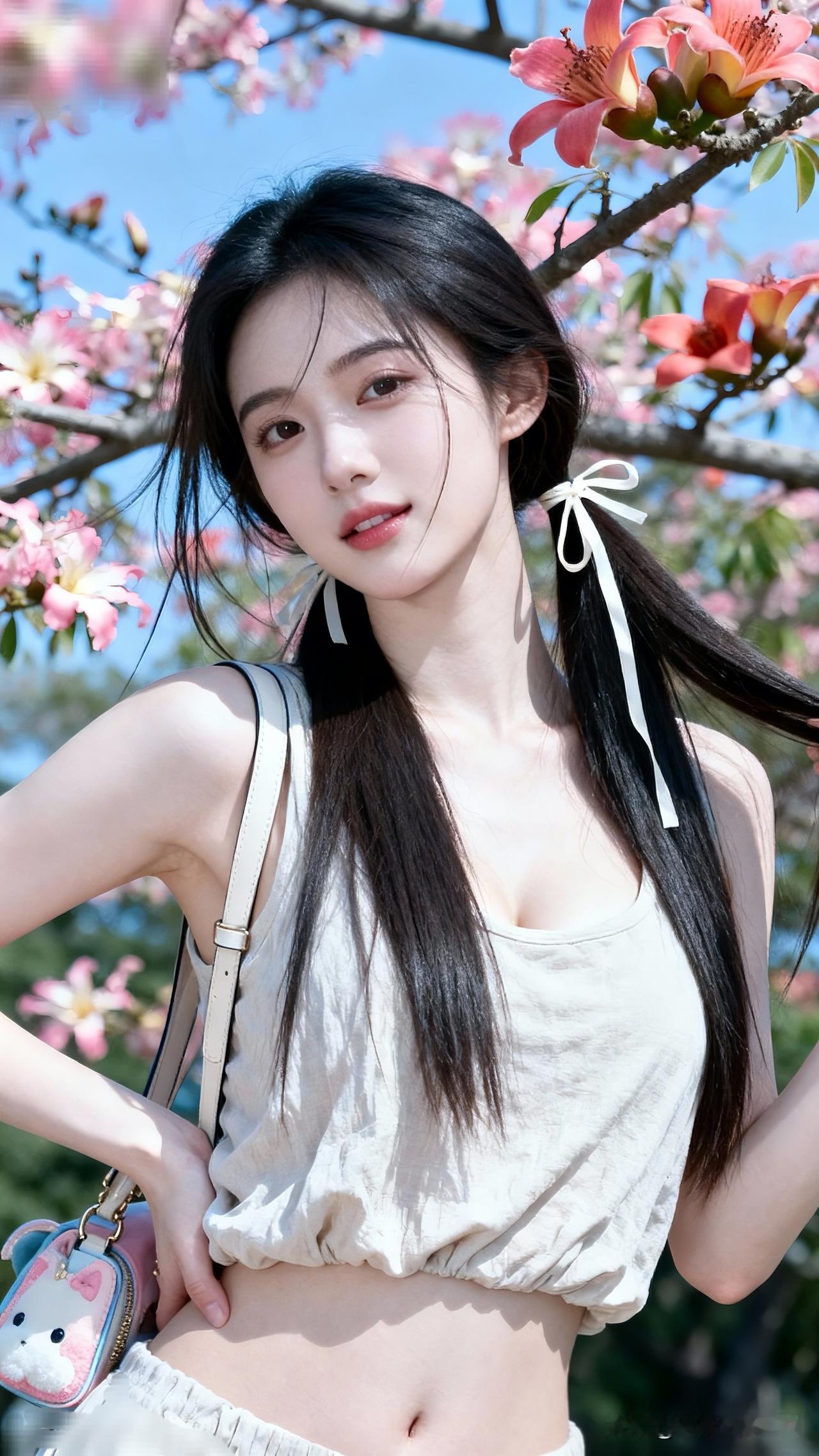 花间美人笑，笑语入春晖。一眼沦陷的神级美图樱花树下少女，清新自然，春日气息扑面