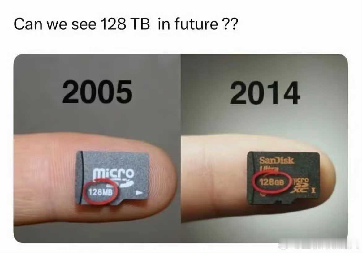 到了物理极限这道坎了这辈子怕是没机会见到128TB的tf卡