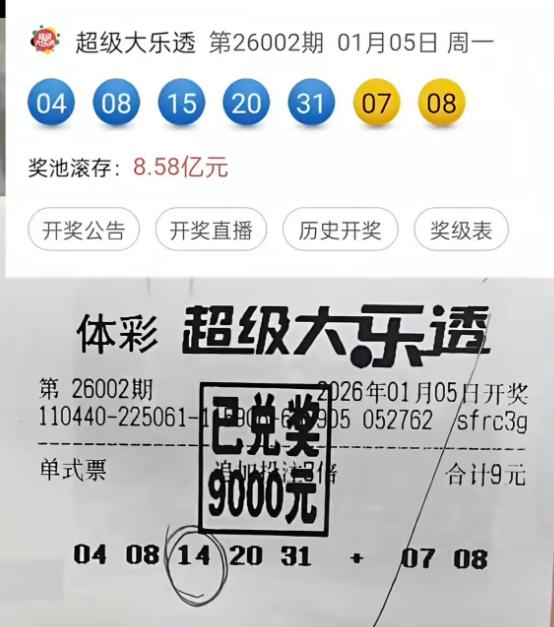 一号之差错失5000万[捂脸哭][捂脸哭]彩友3倍单式追加票中4+2拿下9000块，