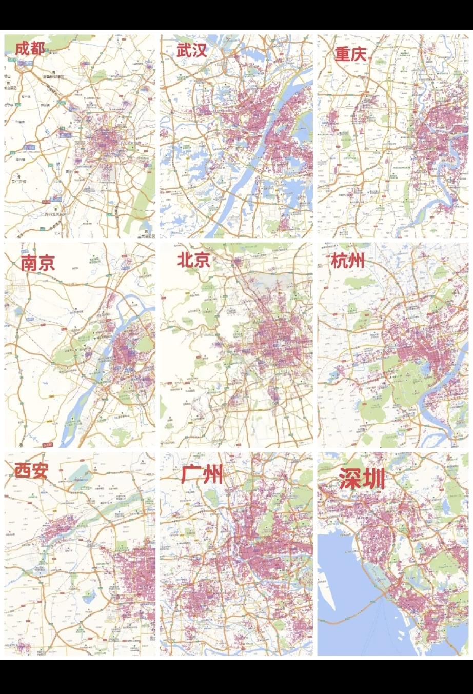 各大城市人口密度分布，深圳，广州确实厉害