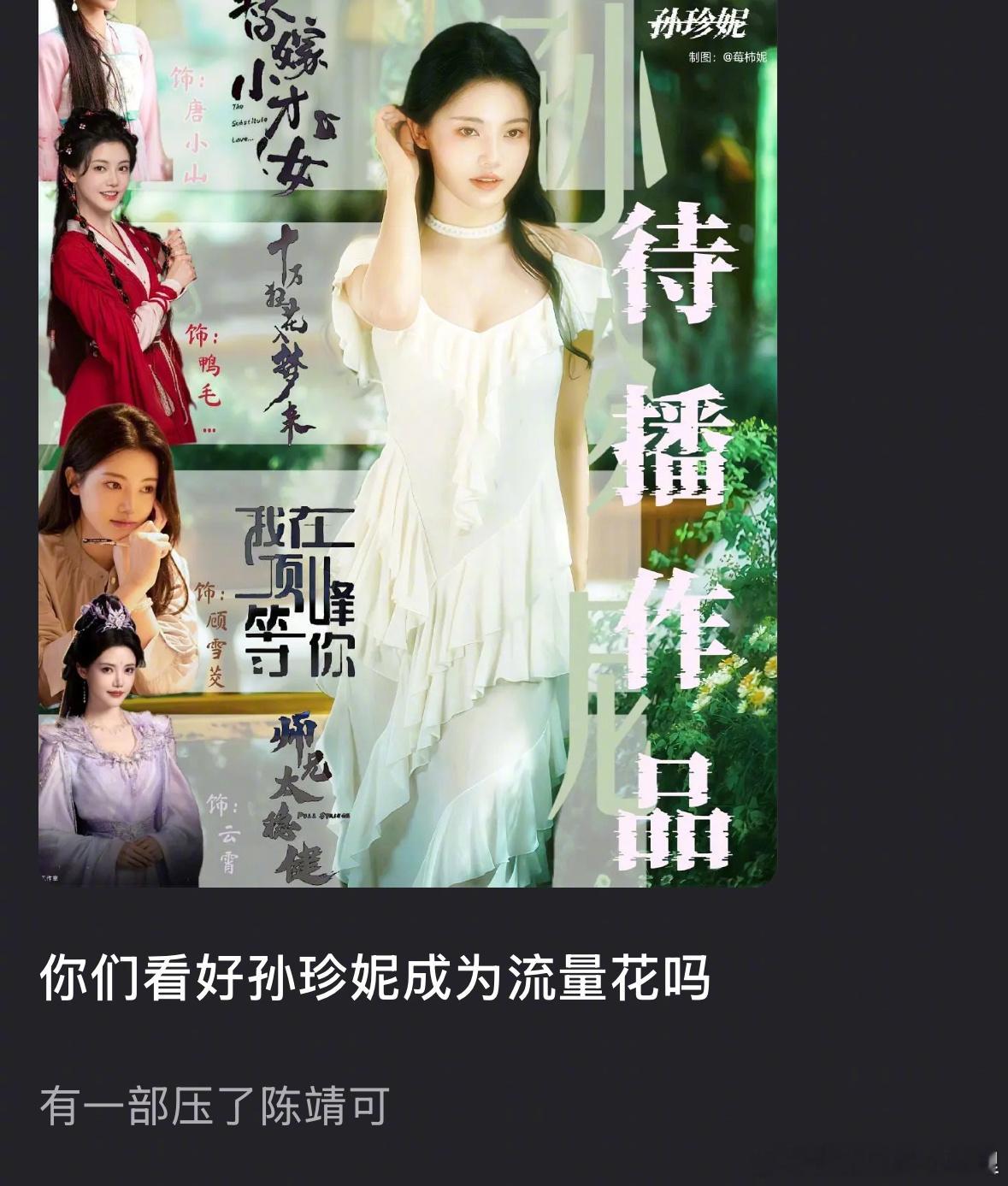 孙珍妮被换角大家看好孙珍妮成为流量花吗？​​​