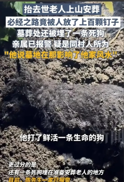 重庆一老人去世，家人准备将遗体安葬在自家地里，谁料，安葬必经路上，被人放了100