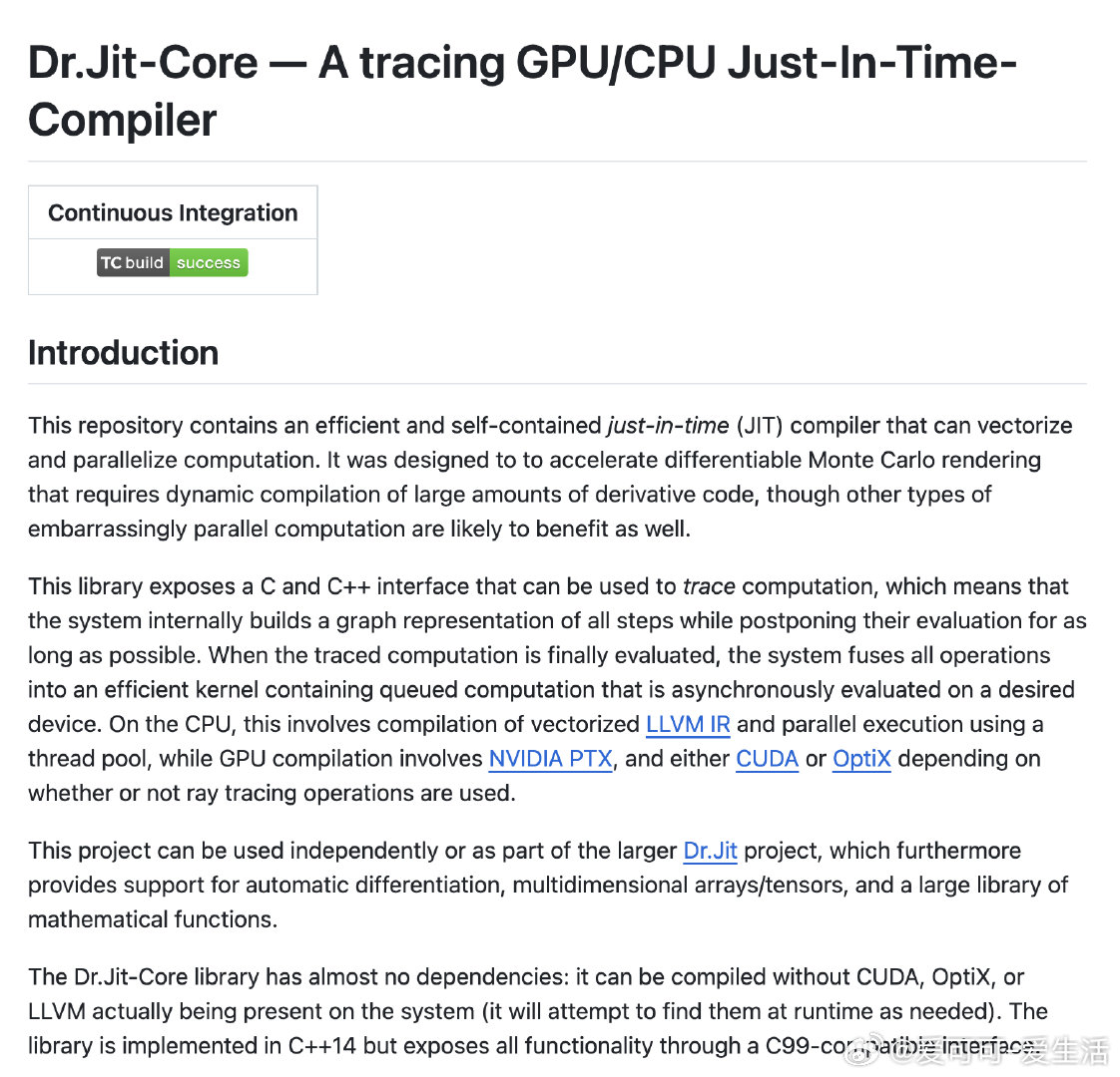 【[107星]drjit-core：一个高性能的GPU/CPU即时编译器（JIT