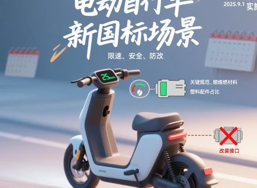2025年9月1日起，新修订的电动自行车强制性国标（GB17761—