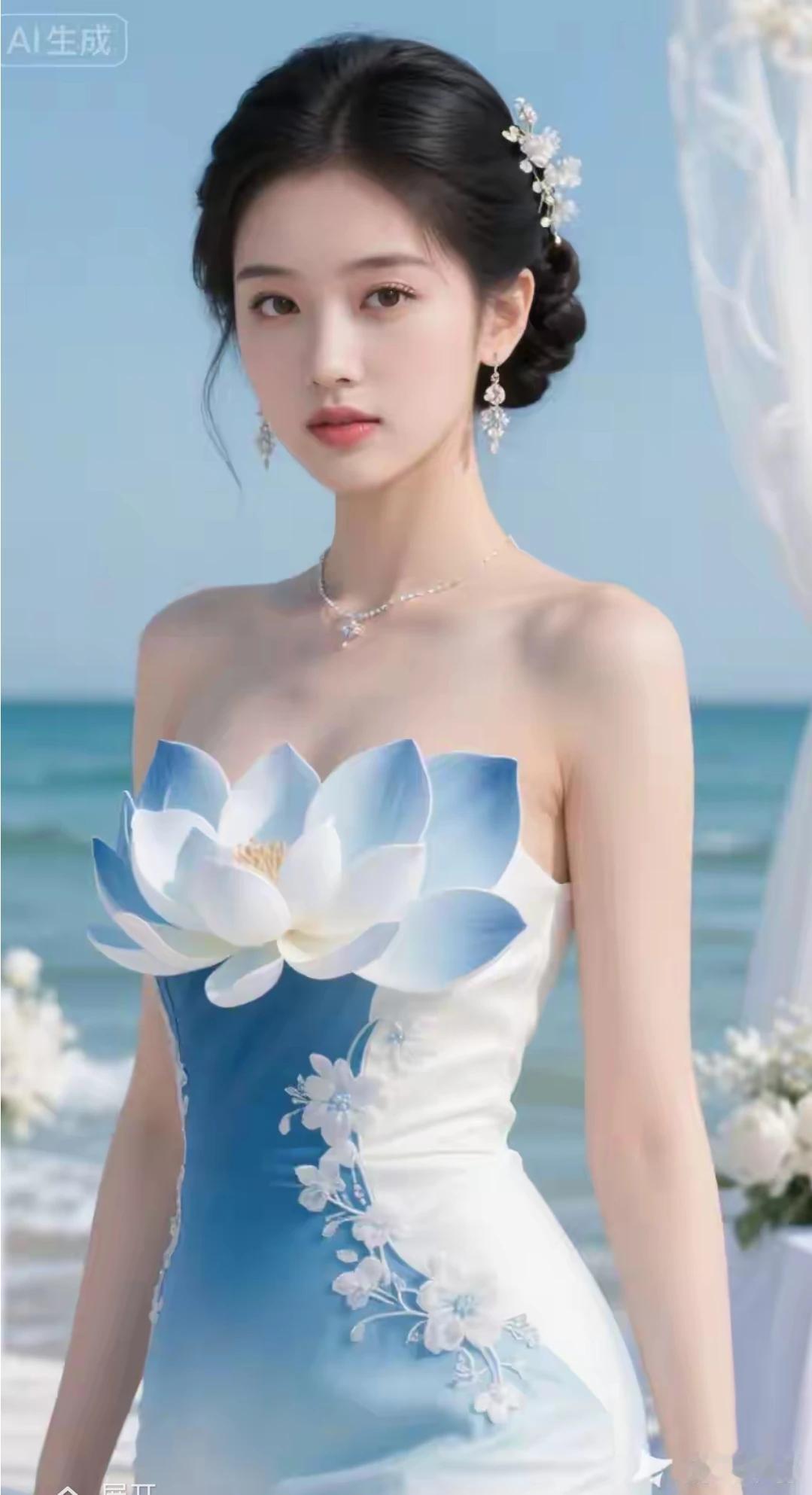 碧海芙蓉，亭亭玉立。心素如兰，人淡如菊。浮华过眼，如尘不染。冰肌玉骨，明眸