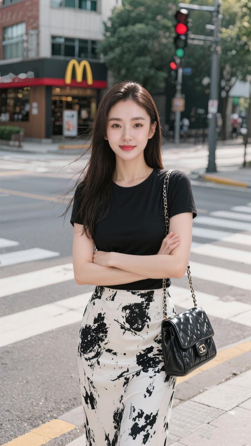 一个普通的上午，50+的L女士画了个淡妆，穿上喜欢的衣服，去逛街了，开心的一天！