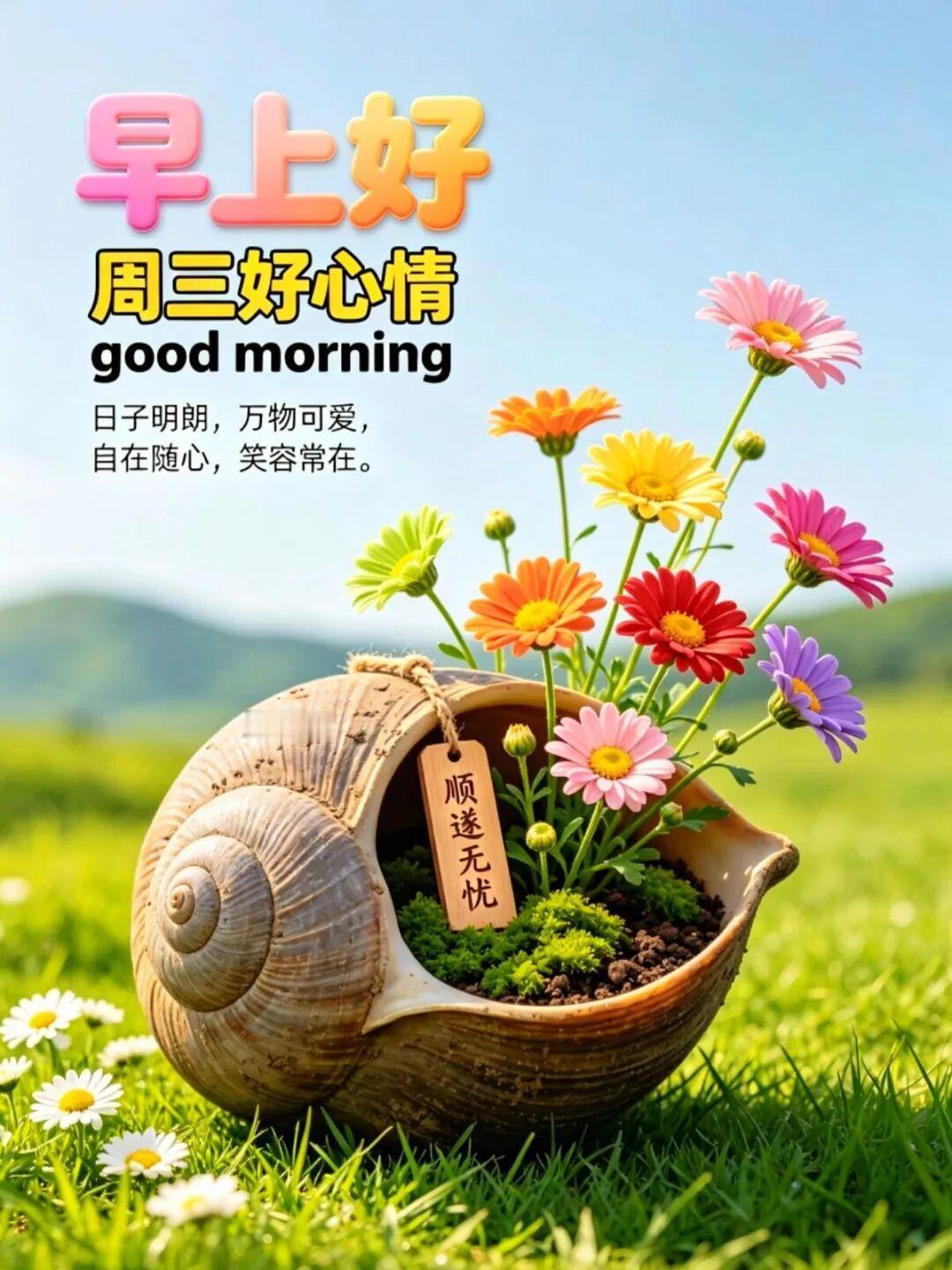 晨光叩窗，风里捎来早安信～心若向阳，日子自会泛起微光；人若简单，岁月便不染尘埃。