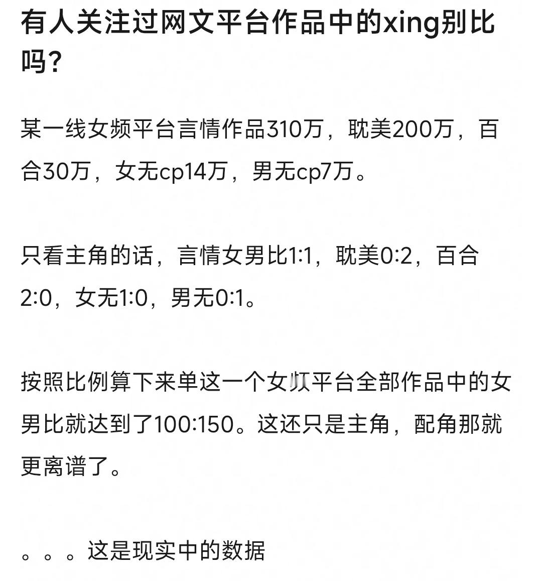 好妙的切入度，也是和现实相照应了。但就这也还是女性平台，起点更难看。​​​