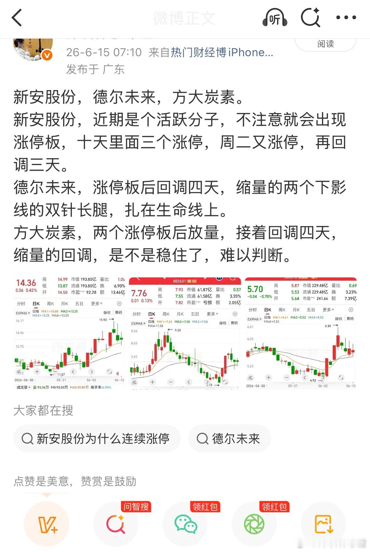 方大炭素的涨停，有没有似曾相识之感。德尔未来的走势，是不是比较熟悉。曾经的花开双