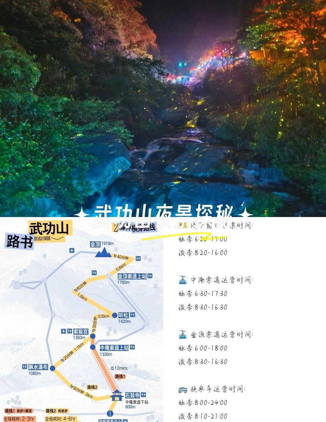 一、上山路线：从游客服务中心坐免费转运大巴到达石鼓寺即登山口，走右侧阶梯，上中
