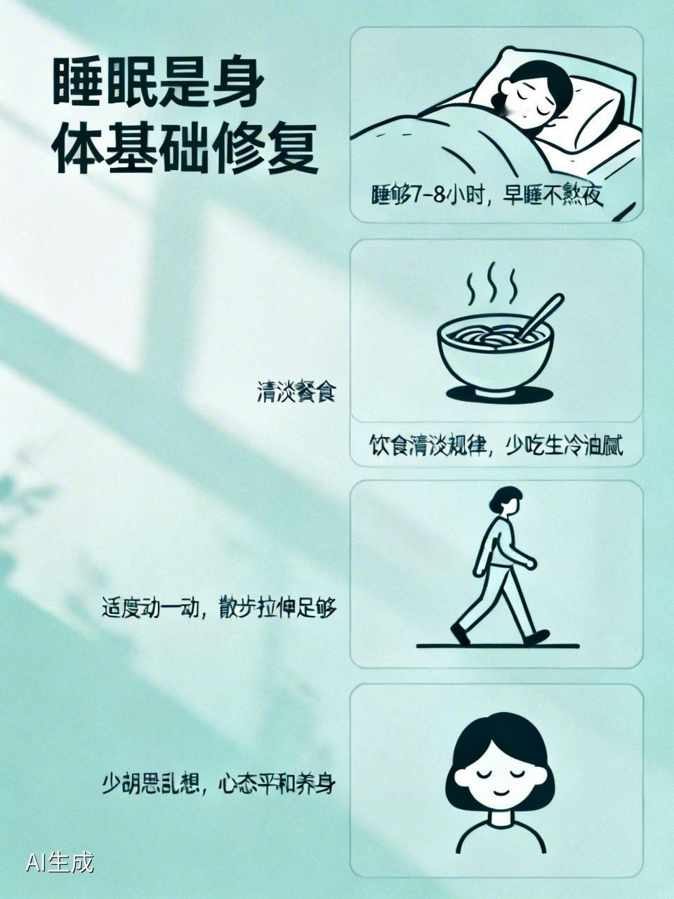 说得太对啦，睡眠的确是身体最基础、成本最低的修复途径。保证7-8小时的睡眠