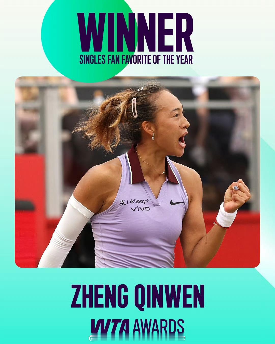 郑钦文在今年世界女运动员收入榜排名第五。比去年下降一位。但是今年场外收入比去年还