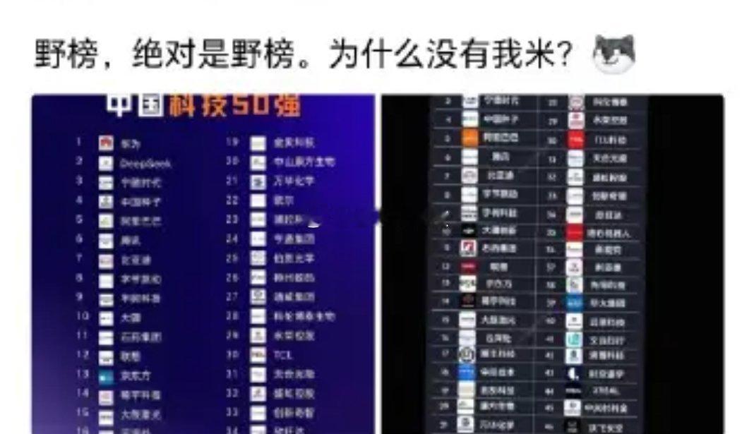 为了讽刺小米，故意自己再做一张榜单，证明华为拿到第一名，小米没进前50名查了一下