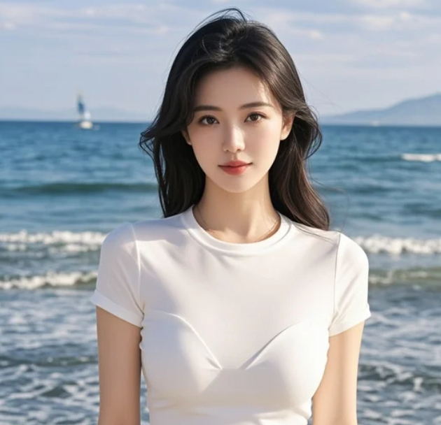 海风轻拂她的长发，美得刚刚好