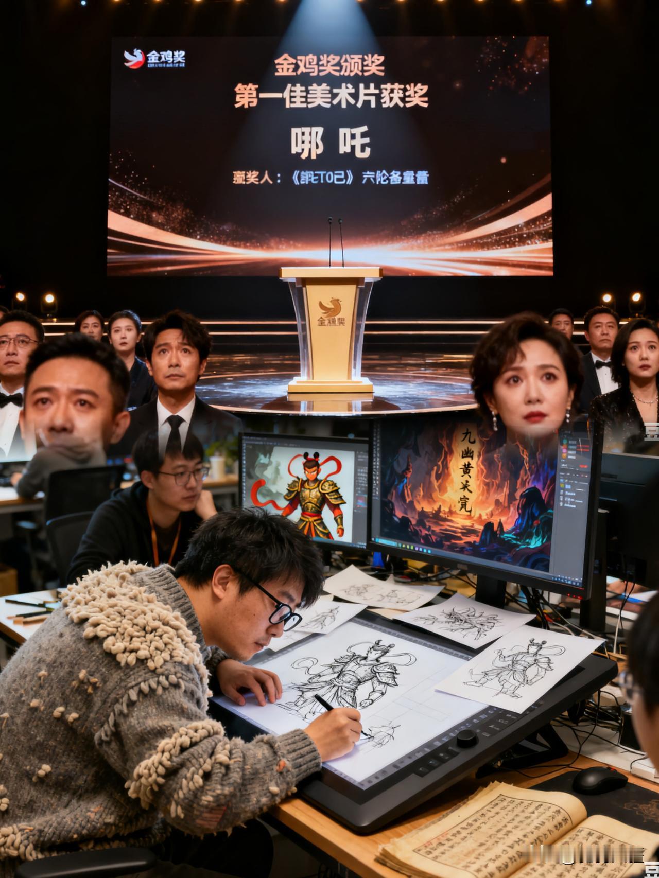 疯传！金鸡奖最尬名场面哪吒拿奖全员消失，真相打懵内娱！家人们快看金鸡奖