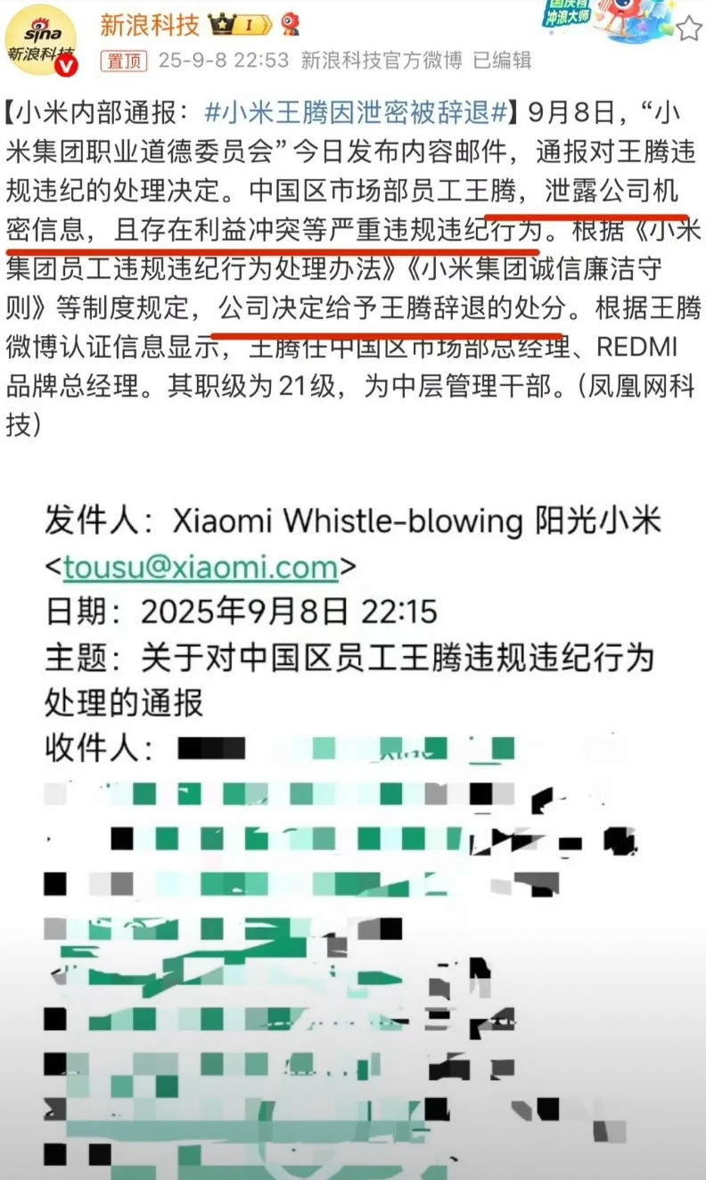 雷总的心一定很疼，培养多年的高管，原来是个内鬼。内鬼位置还很高，小米中国区市场部