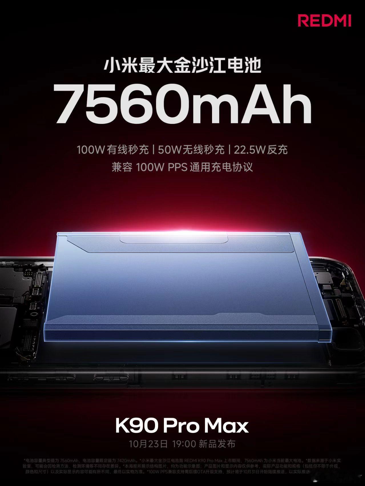 卧槽，REDMIK90ProMax有7560的大电池！感觉妥妥的用两天啊！重