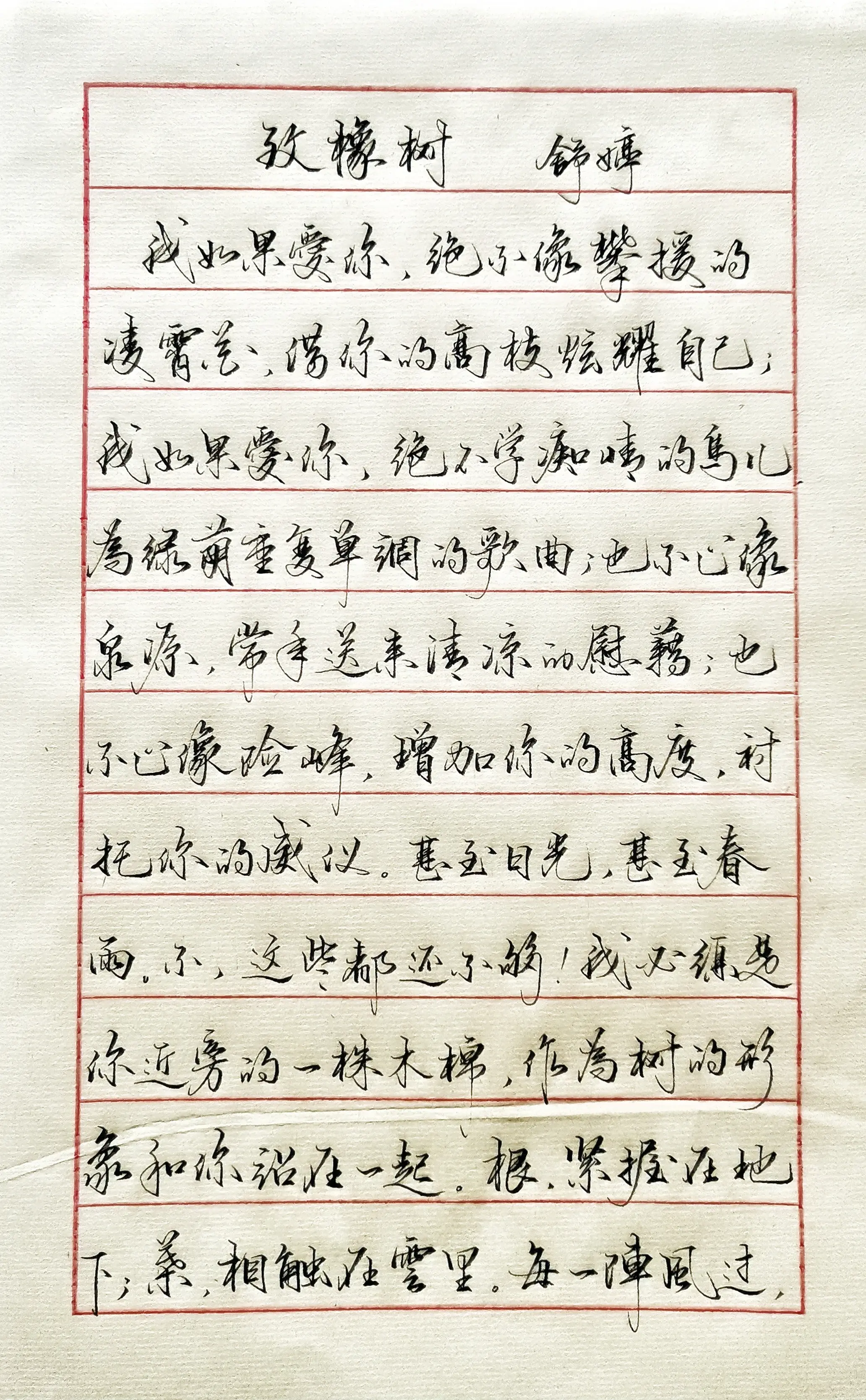 手稿分享 写字 现代诗 情感文字 硬笔宣纸