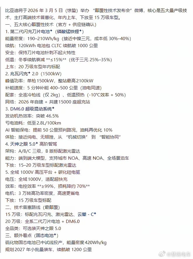 比亚迪3月5号颠覆技术发布会爆料网络传的图，部分披露细节符合。这次保密级别很高还