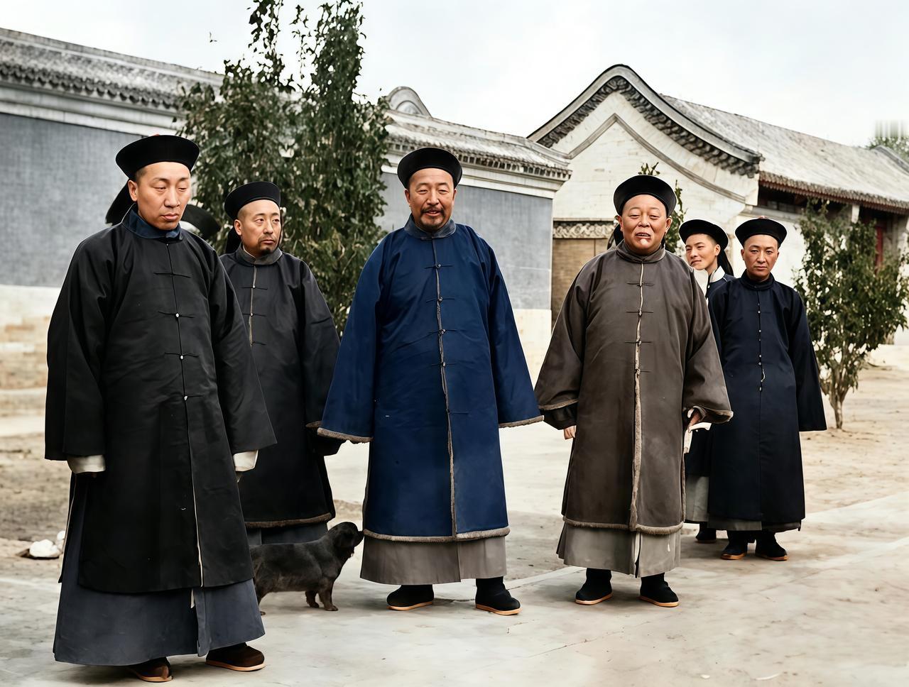 这是一九零九年慈禧出殡期间几名清朝的官员站在一起。在地方上，他们还算个人物，但在