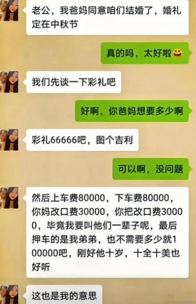 本来还在开心终于敲定中秋婚礼，66666彩礼看着还挺吉利。结果后面附加项目一