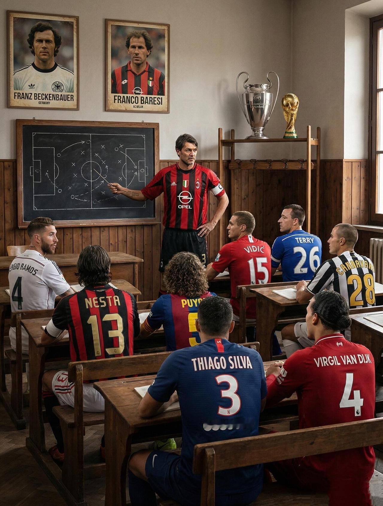 马尔蒂尼有资格教世界最强中卫！底下坐着拉莫斯，内斯塔，范戴克，特里，卡纳瓦罗