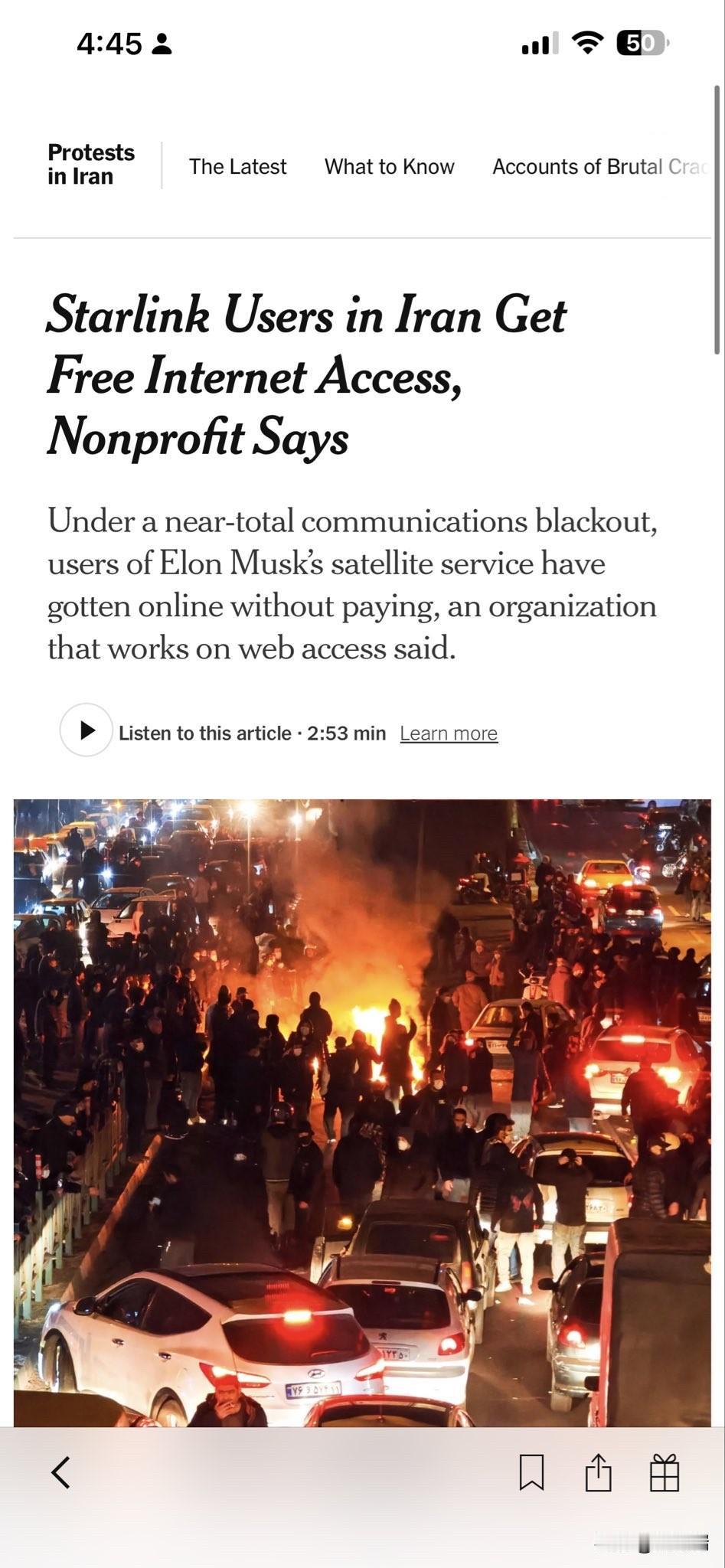 据彭博社报道，在伊朗互联网长期中断期间，马斯克向伊朗免费提供了星链服务。总部