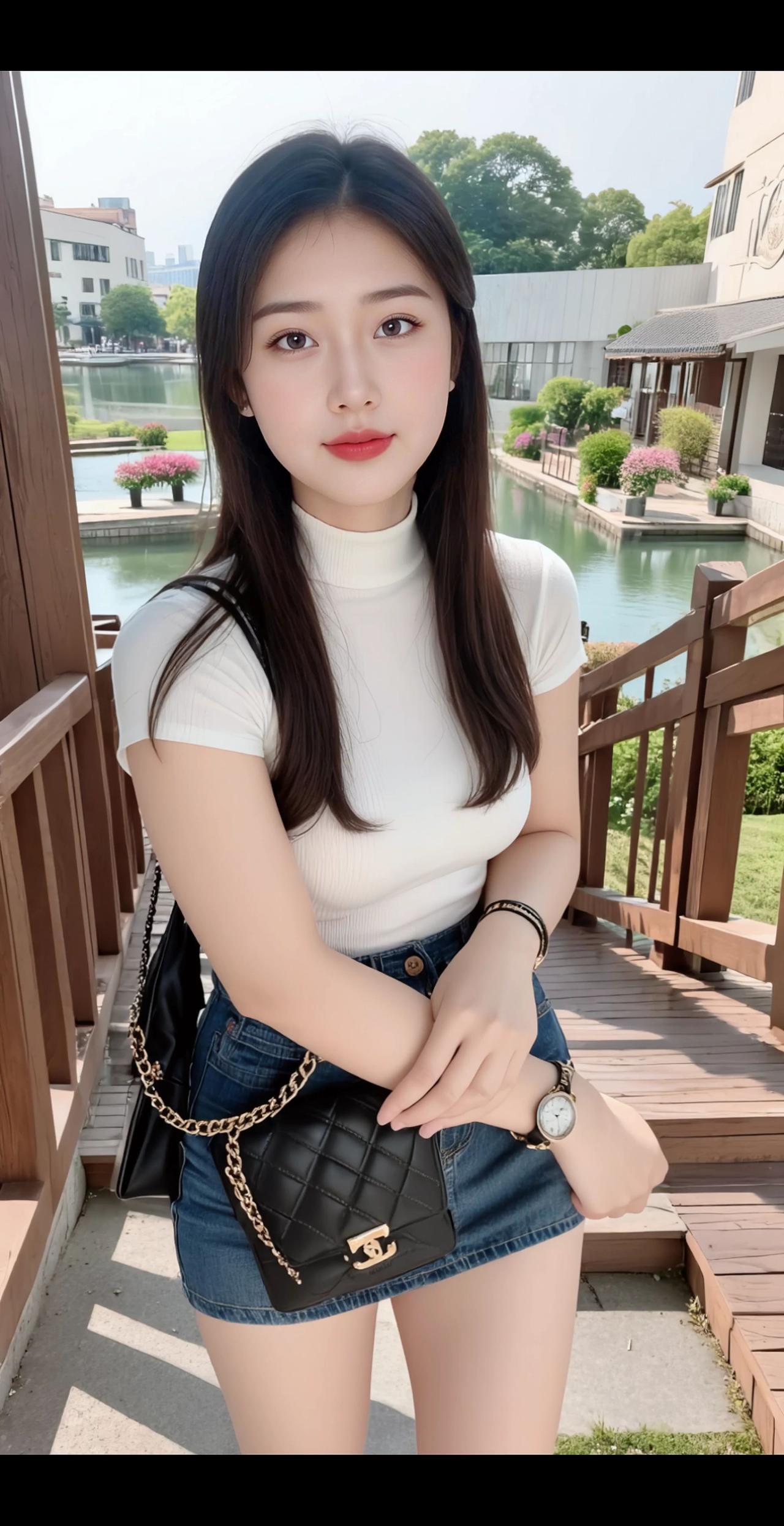 微胖女生简约穿搭紫诺清纯甜美AI性感随拍