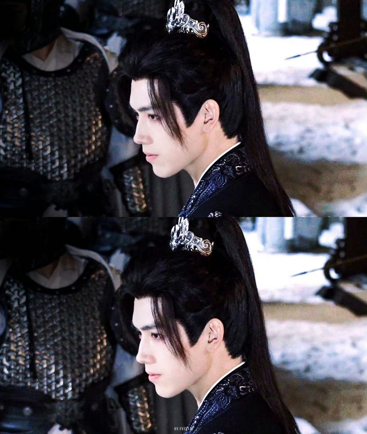 陈飞宇拉弓神图有了《白日提灯》段胥拉弓名场面，陈飞宇一身银甲身姿挺拔，少年将军气