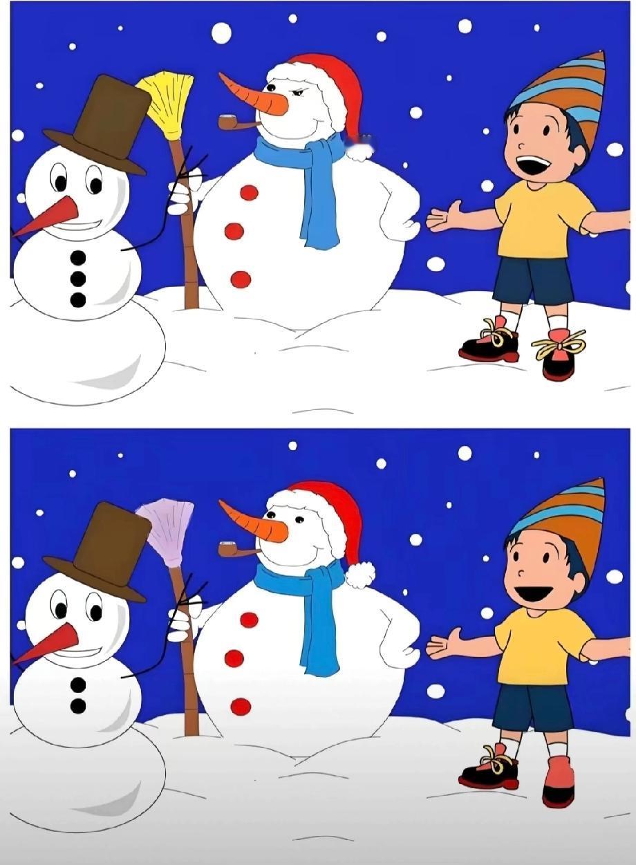  两张雪景图藏多处不同，能全找出来的人眼神堪比鹰眼！评论区晒答案