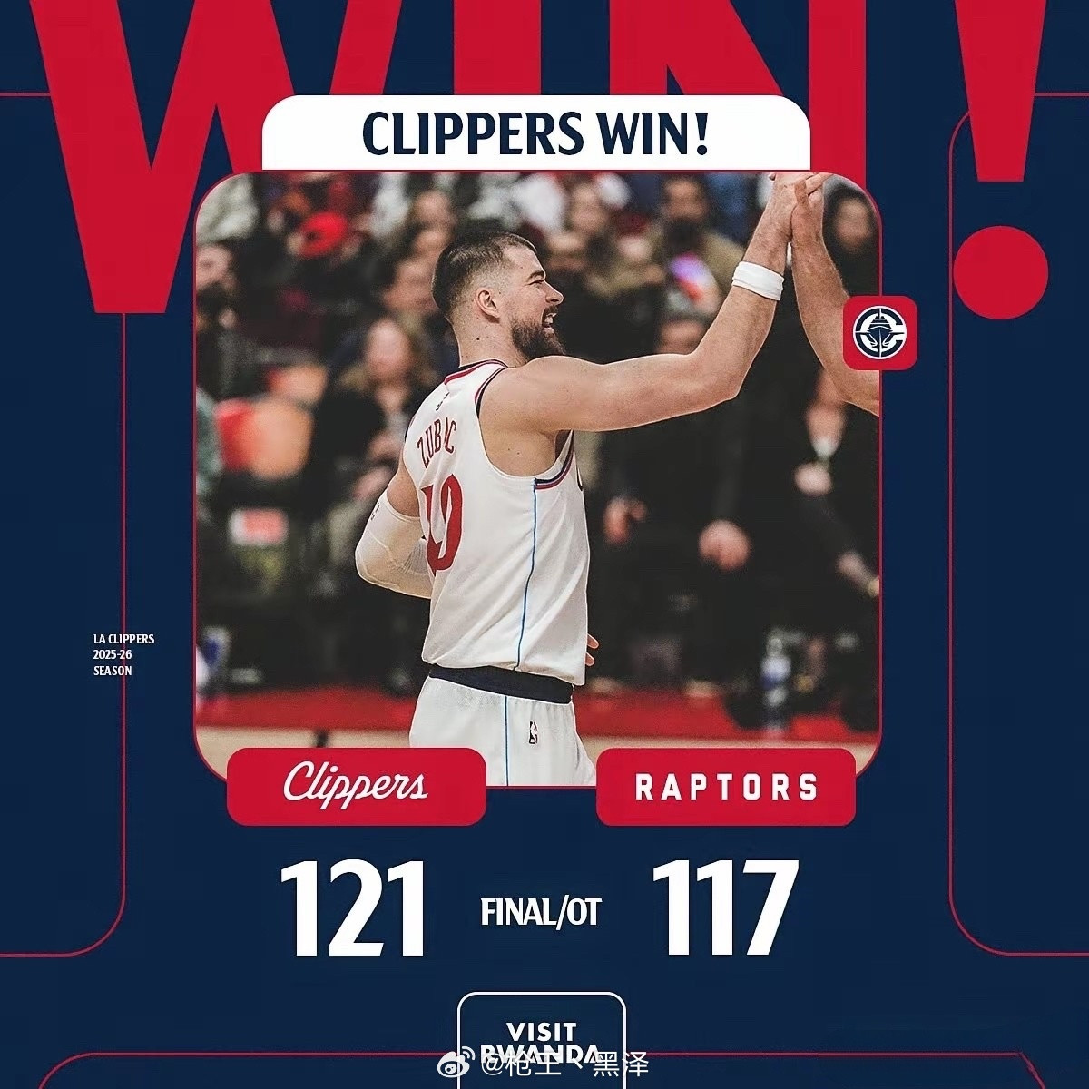 快船继续北伐客场战胜猛龙，过去14场比赛12胜2负，球队目前五连胜同期领跑联盟: