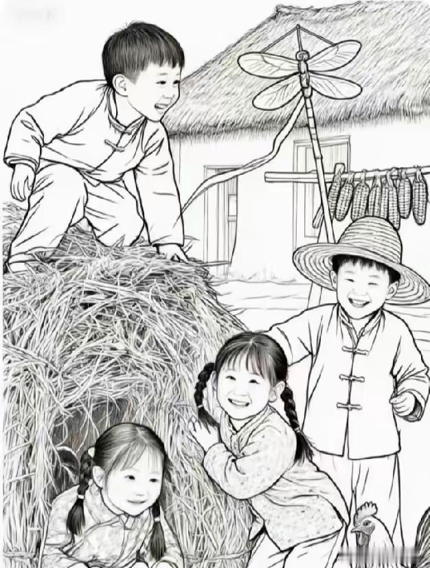 5个小朋友，另一个去哪里了？仔细看这幅老画，里面有5个小朋友，很多人第一眼只能