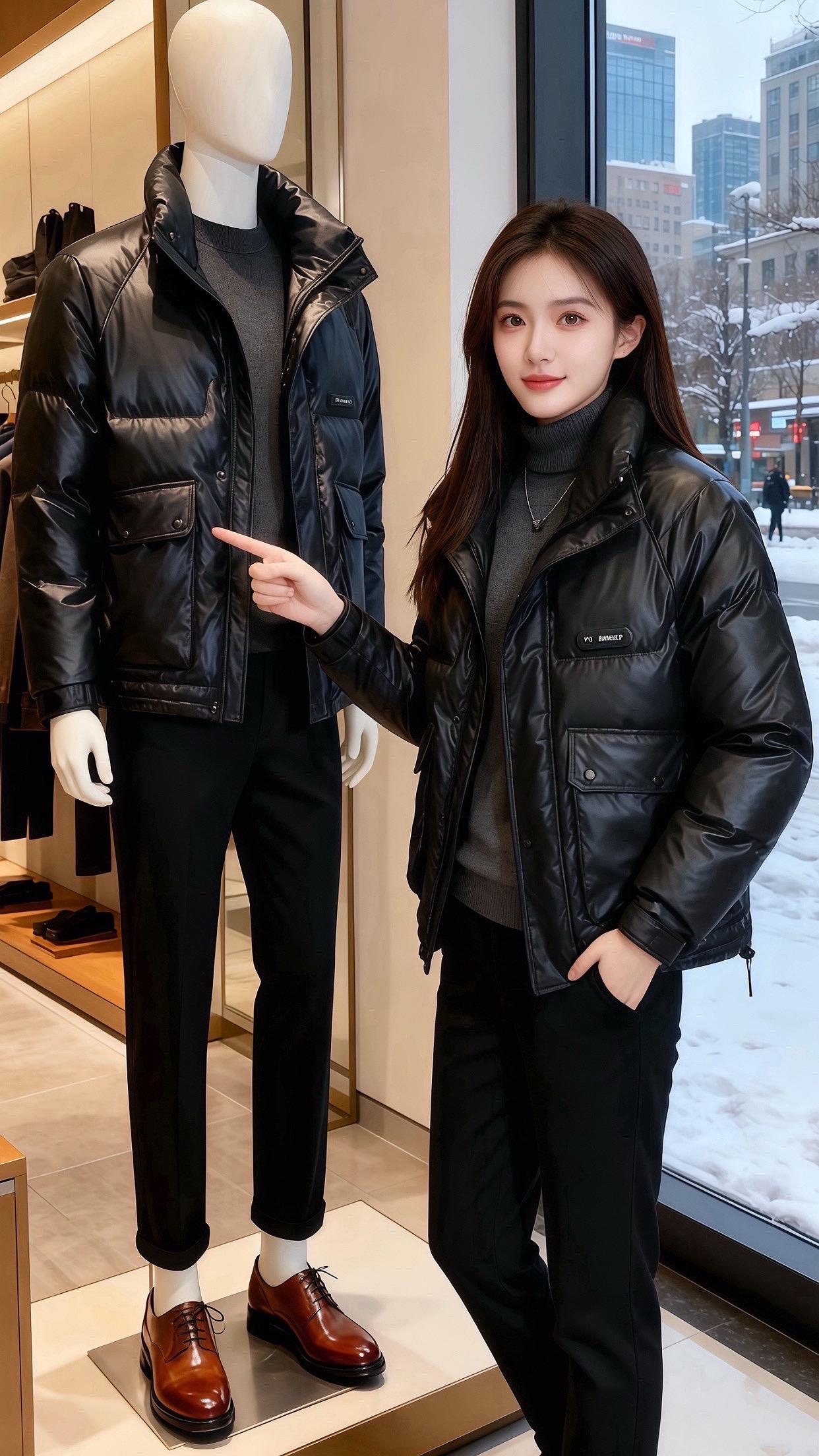 雪衣  碎雪落在橱窗时，许妍裹着那件黑色亮面外套推门进了男装店。  面...