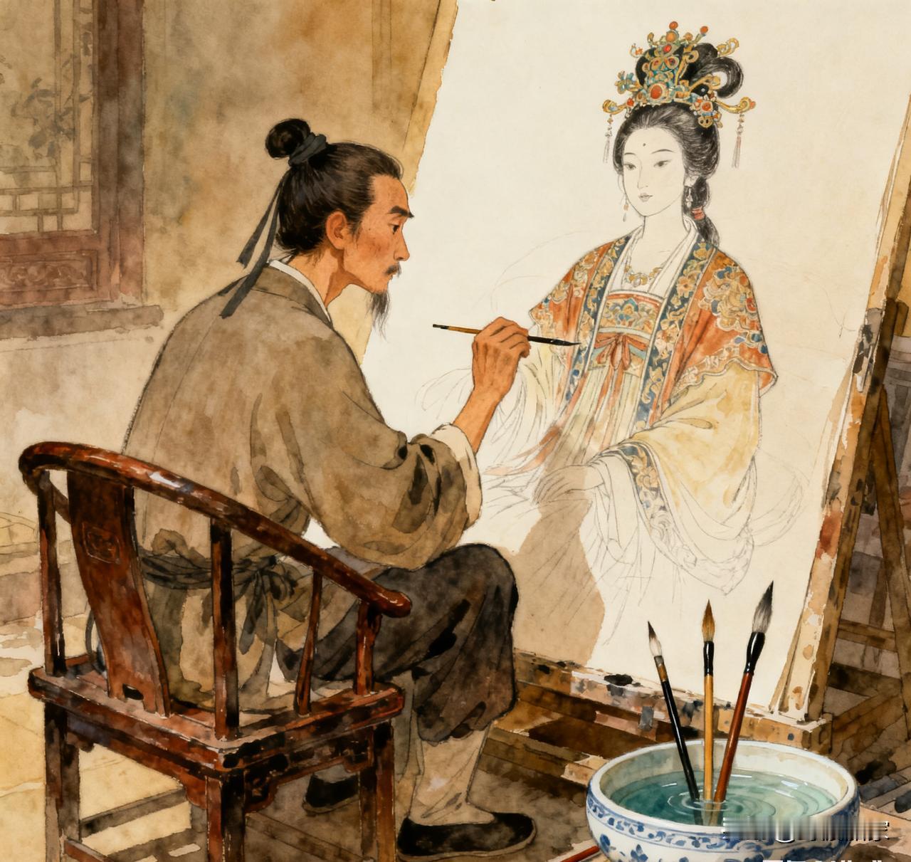 从前有个名叫秦冲的人，颇具绘画天赋，尤其擅长人物画。可惜他心胸狭窄，睚眦必报。