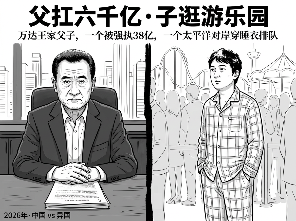 王健林又被法院强执了38.6亿！但这时他的好儿子却在排队搞签证[晕][捂脸哭]
