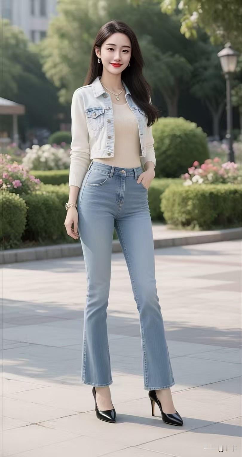 不同的牛仔裤,应该搭配什么鞋?同是浅蓝微喇牛仔裤，搭对鞋子，气质就有了不同