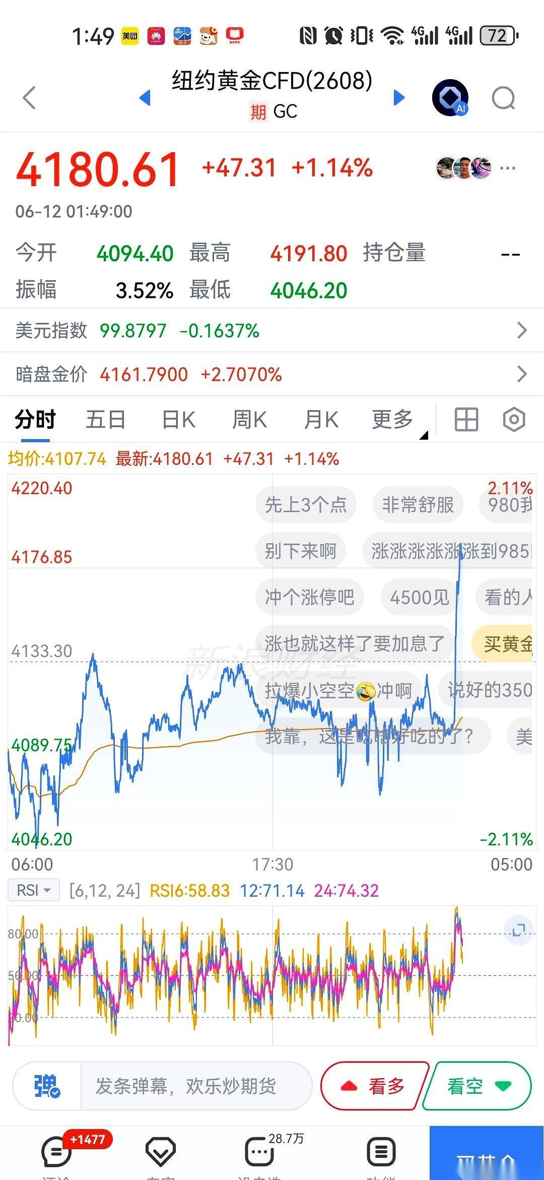 我挂的850买单，死死钉在建行积存金的页面上。食指一划，刷新。盘面上明晃晃跳出