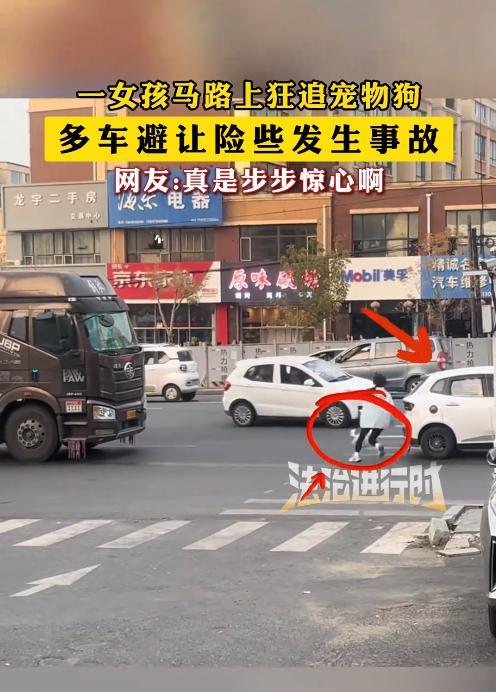 “命真大啊！”9月28日，吉林，一女子出门遛狗，结果小狗受到刺激，突然失控冲到马