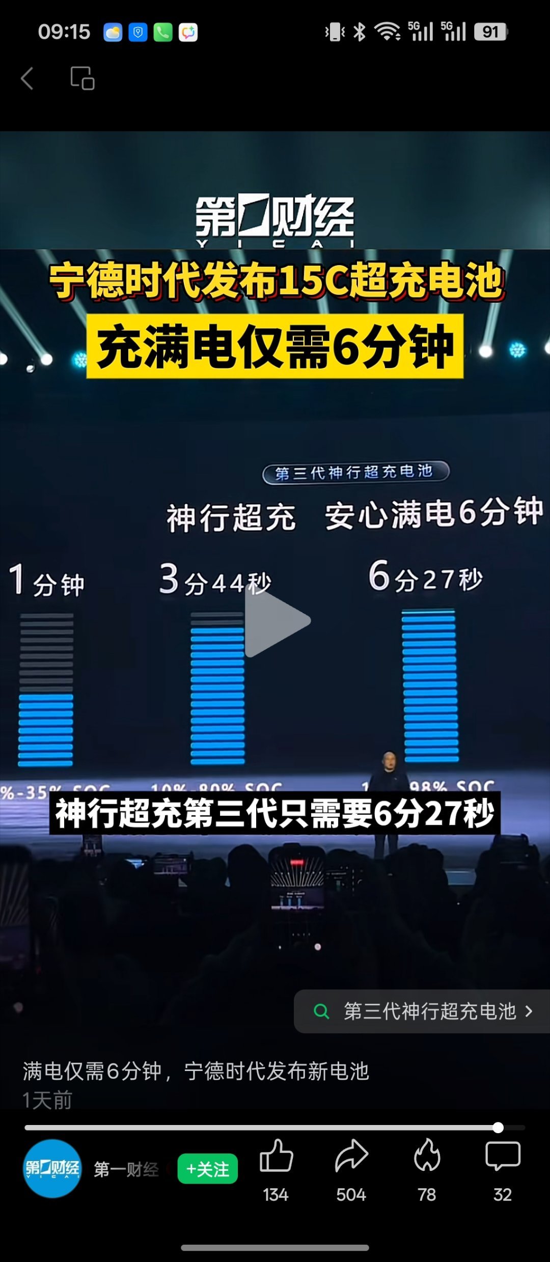 这跟加油没啥区别了，现在电车只剩完全控制自燃一个难题了，电车将加速普及。